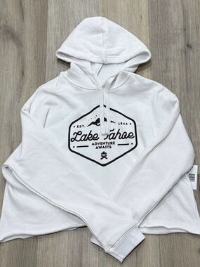 Lake Tahoe White Hooded Sweatshirt - Adventure Graphic